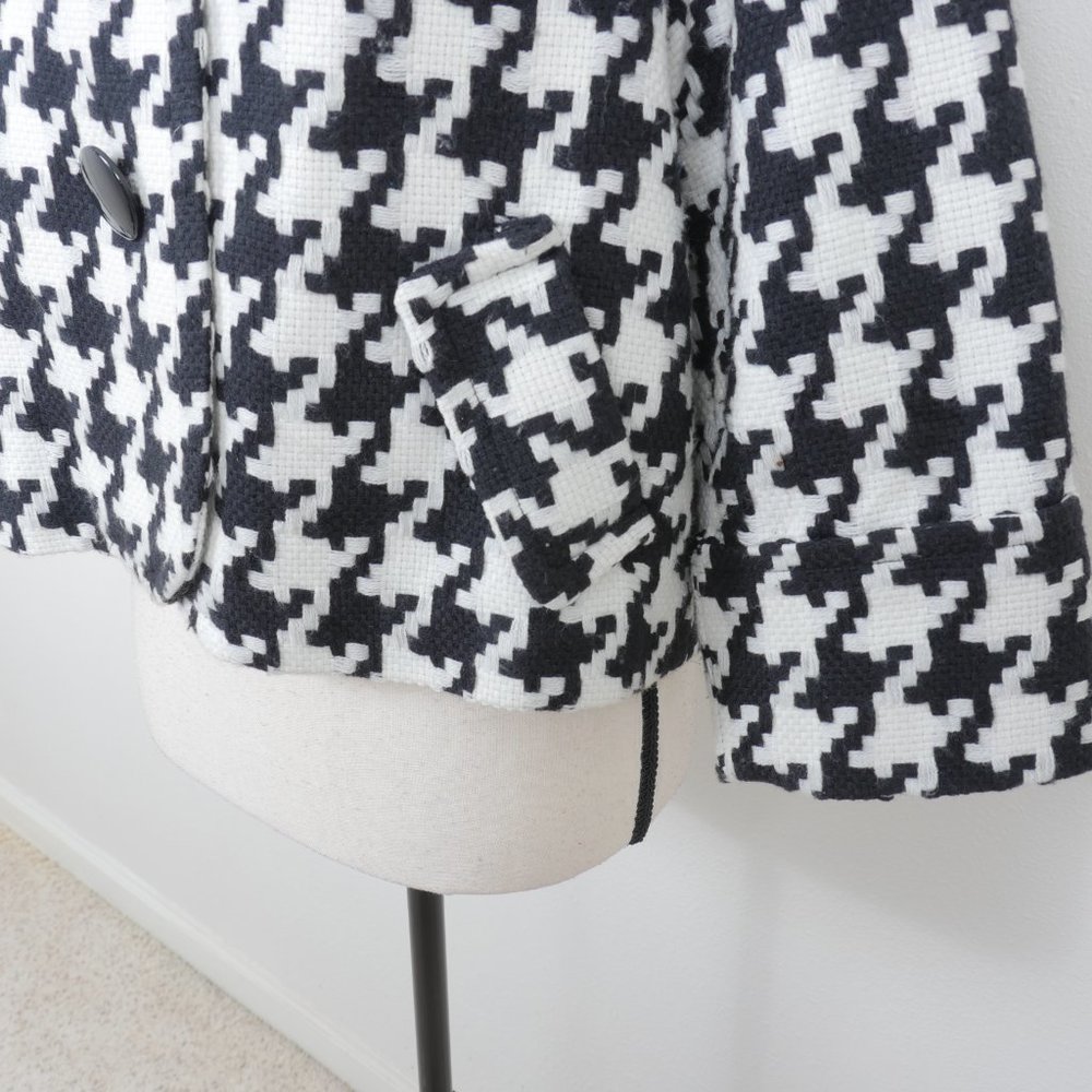 Nygard Black White Houndstooth Design Retro Coat Wide Half Sleeve SZ 8 Jacket - Picture 6 of 14